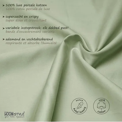 HOOMstyle Housse de Couette 100% Coton Percale - Qualité Supérieure - 2 personnes 200x240cm - Vert 2