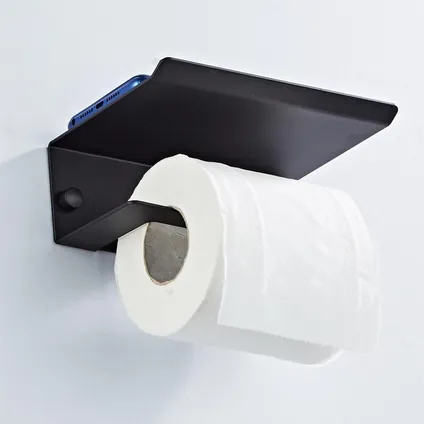 VDN Stainless WC Rolhouder zwart - Toiletrolhouder - Toiletrolhouder met plankje 4