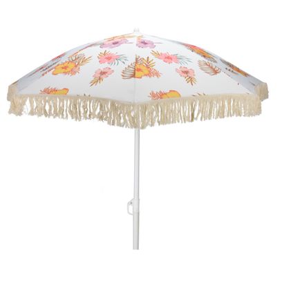 Parasol de plage à motif floral et franges en dentelle, diamètre 180 cm