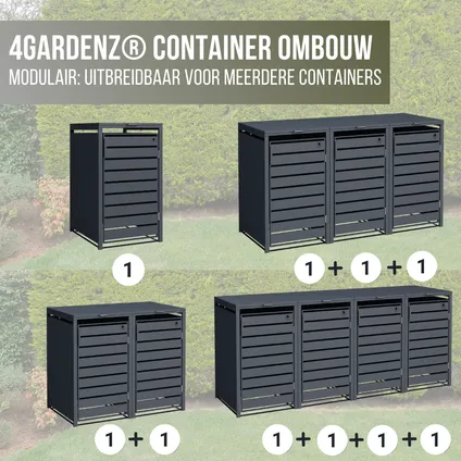 4gardenz® Containerombouw 1 Afvalbak - Kliko Ombouw Berging - Hoogwaardig Materiaal - Antraciet 3