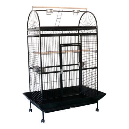 4animalz® Cage à oiseaux robuste Pagerot XL - 66x101x177 cm - Cage à perroquets - Cage à perruches - Noir