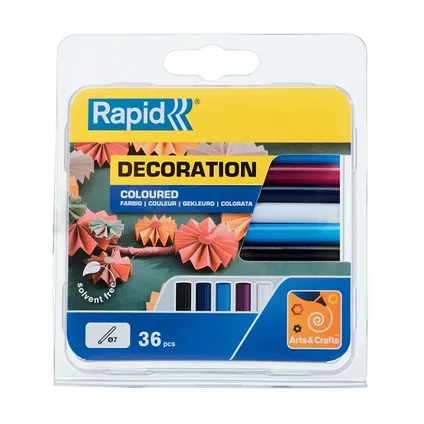Rapid - Lijmpatronen 7mm 5 kleuren assorti | Blister a 36 stuk 2