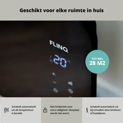 FlinQ Slimme Paneelverwarmer Zwart - Elektrische Kachel - Bedienbaar via app - 2000W 5