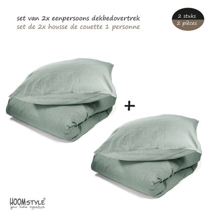 HOOMstyle Voordeel SET Dekbedovertrek Soft Cotton - 140x240cm - Eenpersoons - 2x - Olijf Groen