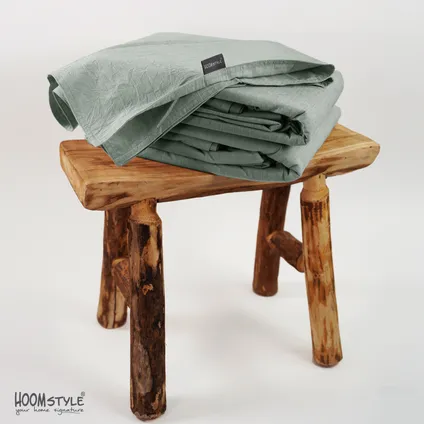 HOOMstyle Housse de Couette 100% Soft Cotton - Tissu Chambray - 1 personne 140x240cm - Ensemble de 2 - Vert Olive 8