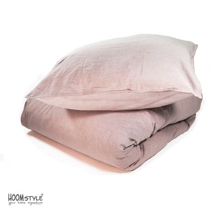 HOOMstyle Dekbedovertrek 100% Soft Cotton - Chambray weving - 140x240cm - Eenpersoons - Oud Roze