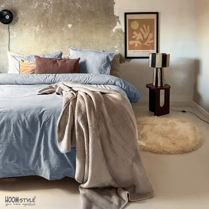 HOOMstyle Housse de Couette 100% Soft Cotton - Tissu Chambray - Lits-Jumeaux 240x240cm - Bleu Denim 7