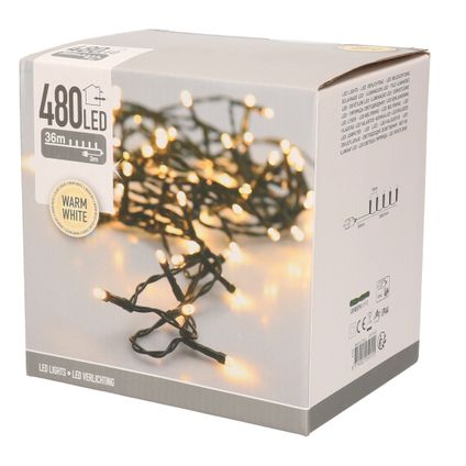 Kerstverlichting - warm wit buiten - 480 lampjes - 3600 cm