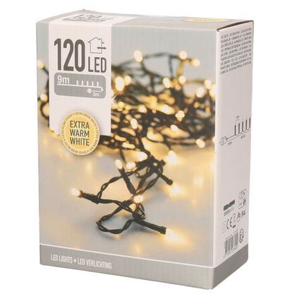 Kerstverlichting - extra warm - wit buiten - 120 lampjes - 900 cm