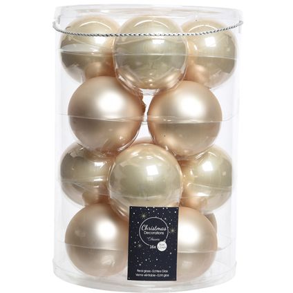 Decoris kerstballen - 26x stuks - glas - champagne - 8 cm