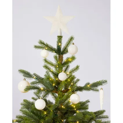 Decoris Kerstballen met piek - 33st - kunststof - wol wit - 5-6-8 cm 3