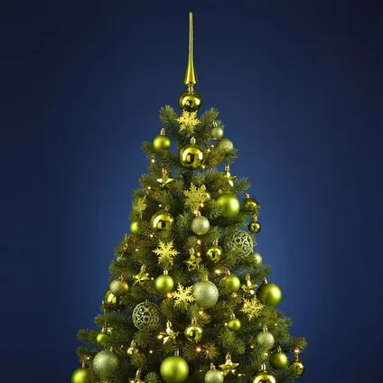 Kerstballen - 110x stuks - met piek - lime groen - kunststof - 3-6 cm 2