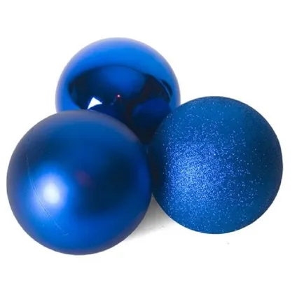 Gerimport Kerstballen - 6 stuks - blauw - kunststof - mat/glans/glitter - D4 cm 4