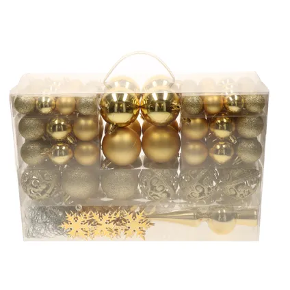 Bellatio decorations Kerstballen set - 110 stuks - goud - kunststof 4