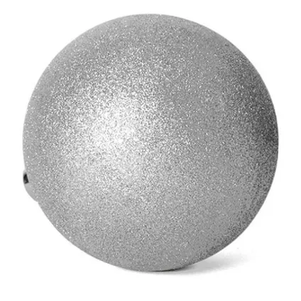 Gerimport Kerstballen - 8x st - zilver - glitters - 7 cm - kunststof 4