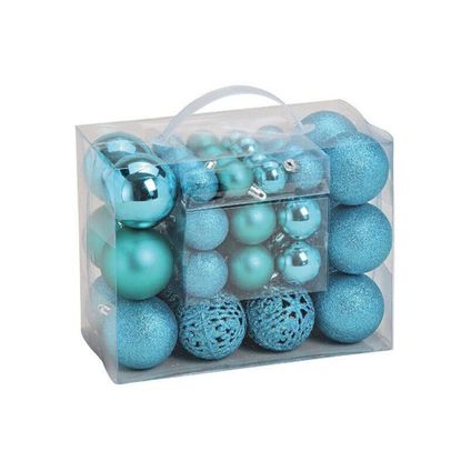 Kerstballen - 50 stuks - turquoise blauw - kunststof - glans-mat-glitter - 3-4-6 cm