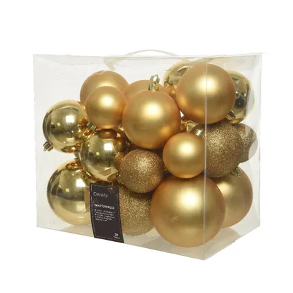 Decoris Kerstballen - kunststof - goud - 26 stuks 2