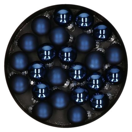 Othmar Decorations kleine kerstballetjes glas -24x -donkerblauw -2,5 cm