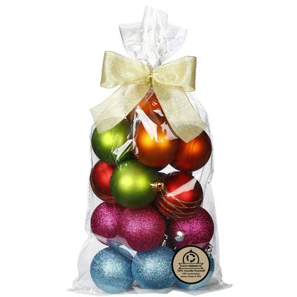 Inge Christmas kerstballen - 16x st- gekleurd - kunststof - 6 cm