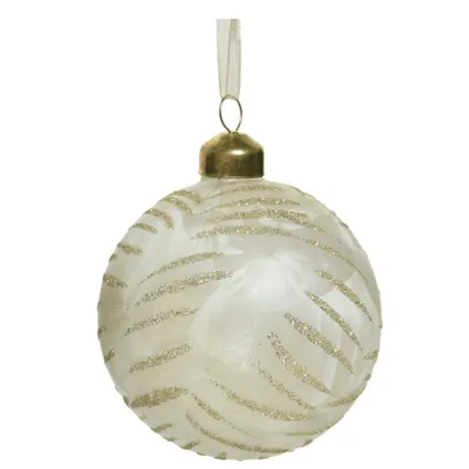 Decoris Kerstballen - 3 stuks - brass wit met goud - 8 cm 2