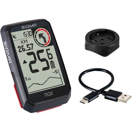 Sigma ROX 4.0 GPS Black stuurhouder USB-C oplaadkabel