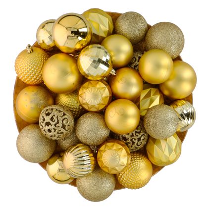 Giftsome Kunststof kerstballen set goud 60 stuks