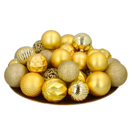 Giftsome Kunststof kerstballen set goud 60 stuks 2