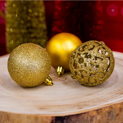 Giftsome Kunststof kerstballen set goud 60 stuks 6