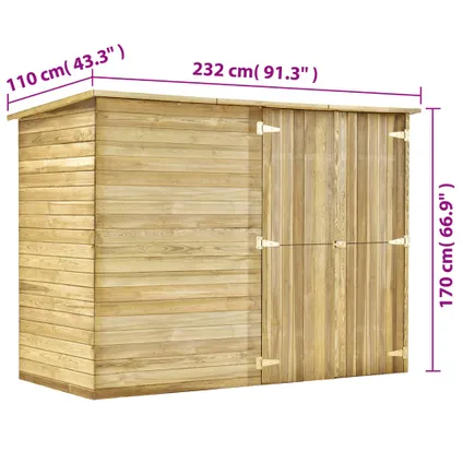 vidaXL Tuinschuur 232x110x170 cm geïmpregneerd grenenhout 10