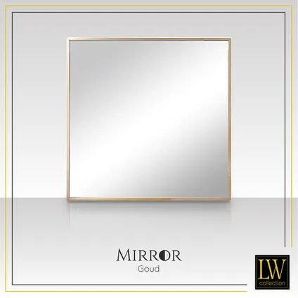 LW Collection Miroir mural doré carré 80x80 cm en métal 2