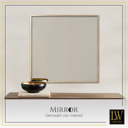 LW Collection Miroir mural doré carré 80x80 cm en métal 4