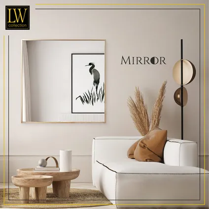 LW Collection Miroir mural doré carré 80x80 cm en métal 6
