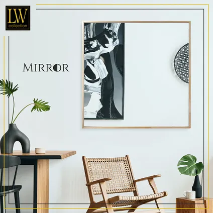 LW Collection Miroir mural doré carré 80x80 cm en métal 7