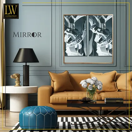 LW Collection Miroir mural doré carré 80x80 cm en métal 8