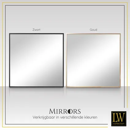 LW Collection Miroir mural doré carré 80x80 cm en métal 9