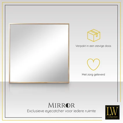 LW Collection Miroir mural doré carré 80x80 cm en métal 10