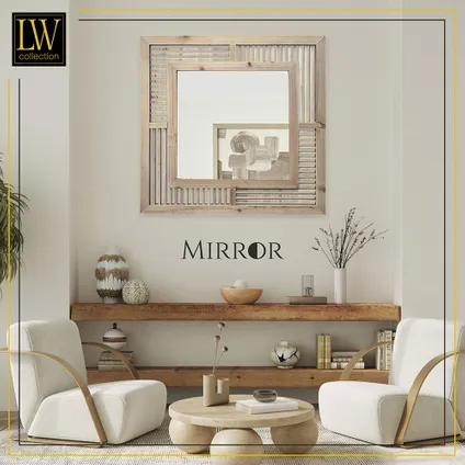 LW Collection Miroir mural marron carré 60x60 cm bois 7