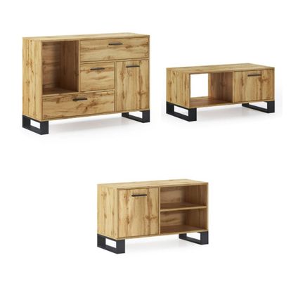 Skraut Home - Furniture Set, Loft -model, 120x40x86, 91.5x50x45, 950x40x57cm, Rustieke eik