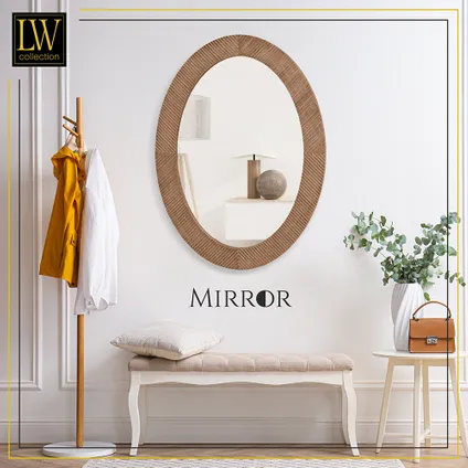 LW Collection Miroir mural marron ovale 56x76 cm bois 5