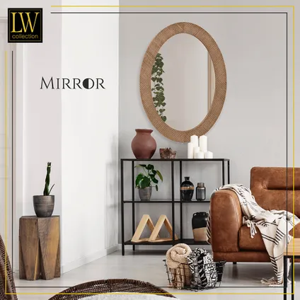 LW Collection Miroir mural marron ovale 56x76 cm bois 6