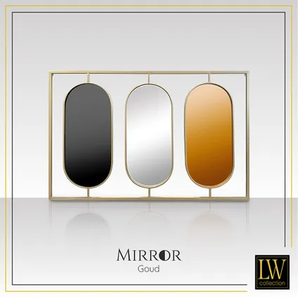 LW Collection Miroir mural rectangle doré 109x70 cm métal 2