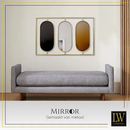 LW Collection Miroir mural rectangle doré 109x70 cm métal 3