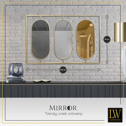 LW Collection Miroir mural rectangle doré 109x70 cm métal 4