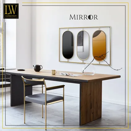 LW Collection Miroir mural rectangle doré 109x70 cm métal 6