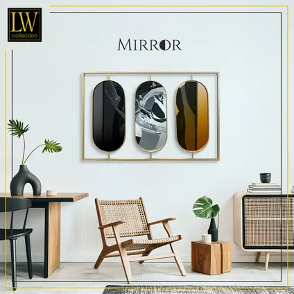 LW Collection Miroir mural rectangle doré 109x70 cm métal 7