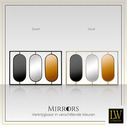 LW Collection Miroir mural rectangle doré 109x70 cm métal 9