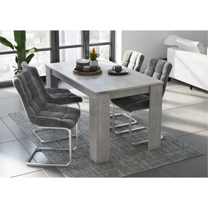 Ensemble de meubles, Skraut Home, modèle Wind, Buffet-Meuble TV-Table centrale-Table, Blanc-Ciment 6