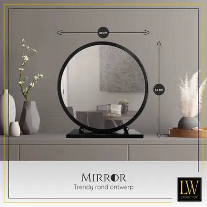 LW Collection Miroir de table noir 30x32 cm métal 3
