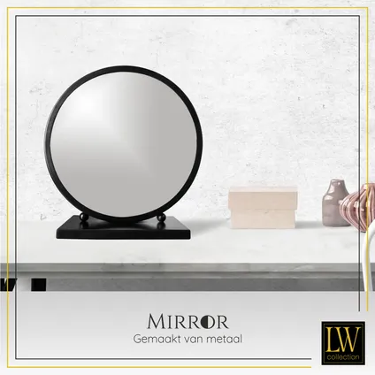 LW Collection Miroir de table noir 30x32 cm métal 4