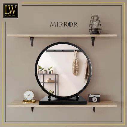 LW Collection Miroir de table noir 30x32 cm métal 5